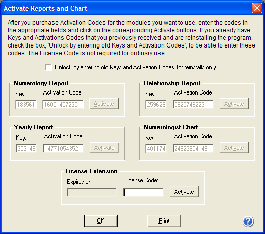 Activate Reports/Charts dialog