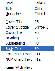 Format menu